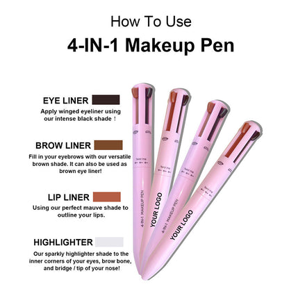 Multi-effect 4 In 1 Eyeliner Eyebrow Pencil Contour Pen Long Lasting Waterproof Cosmetics Eyeliner Makeup Pencil Lip Liner Pen